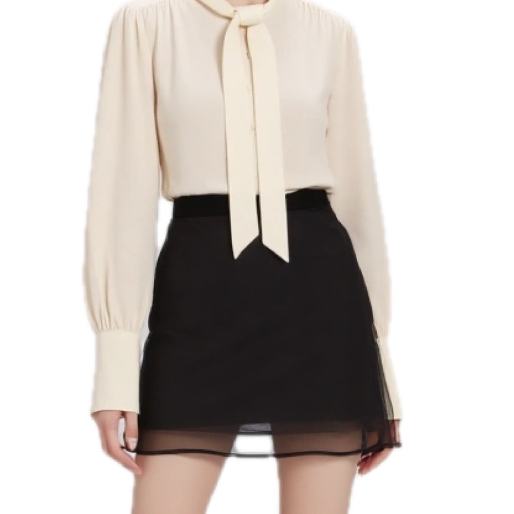 NO.JO.AH Black Mini Skirt with Sheer Organza Overlay Size Small